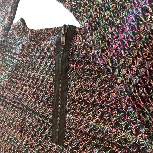 Grunge Sleaze Allen Schwartz Raglan Marled Large Sweater Zipper accent back - Picture 10 of 14